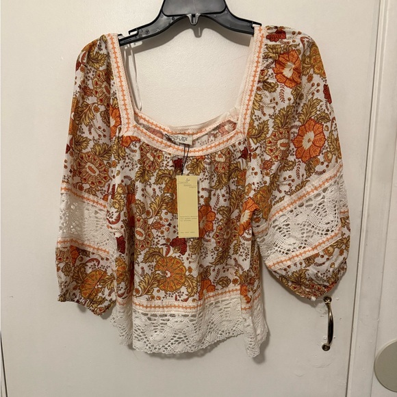 Rachel Zoe Orange and White Floral Blouse - Picture 1 of 5